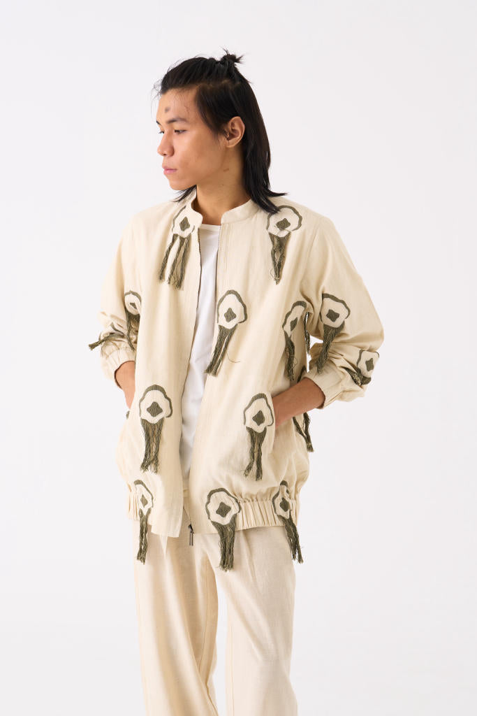 FRINGE BOMBER JACKET CO-ORD - IVORY