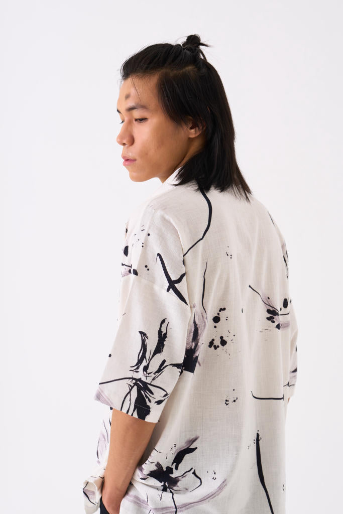 FLORAL RESORT WEAR SHIRT CO-ORD - WHITE