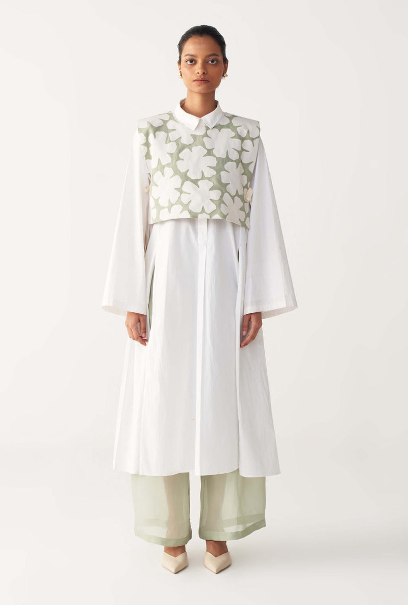 FLORAL CROP OVERLAY -MINT organza by THREE in mint color for women Worldwide