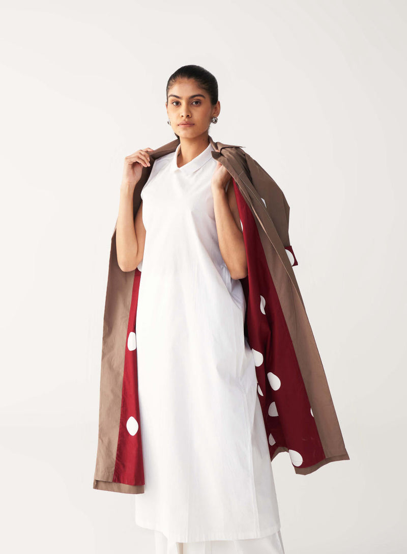 FLORAL APP. PATCH JACKET CO-ORD (SET OF 3)-CEDAR & WHITE poplin by THREE for women Worldwide