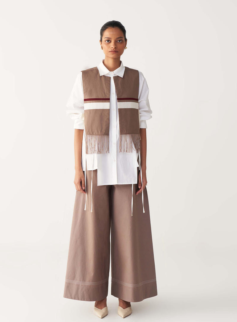 FRINGE CROP OVERLAY-CEDAR poplin by THREE for women Worldwide