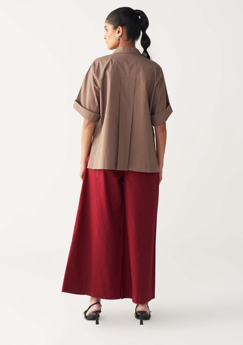 FLORAL FRINGE SHIRT-CEDAR poplin by THREE for women Worldwide