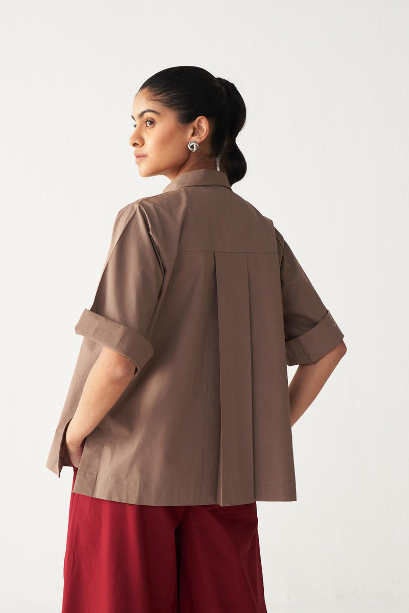 FLORAL FRINGE SHIRT-CEDAR poplin by THREE for women Worldwide