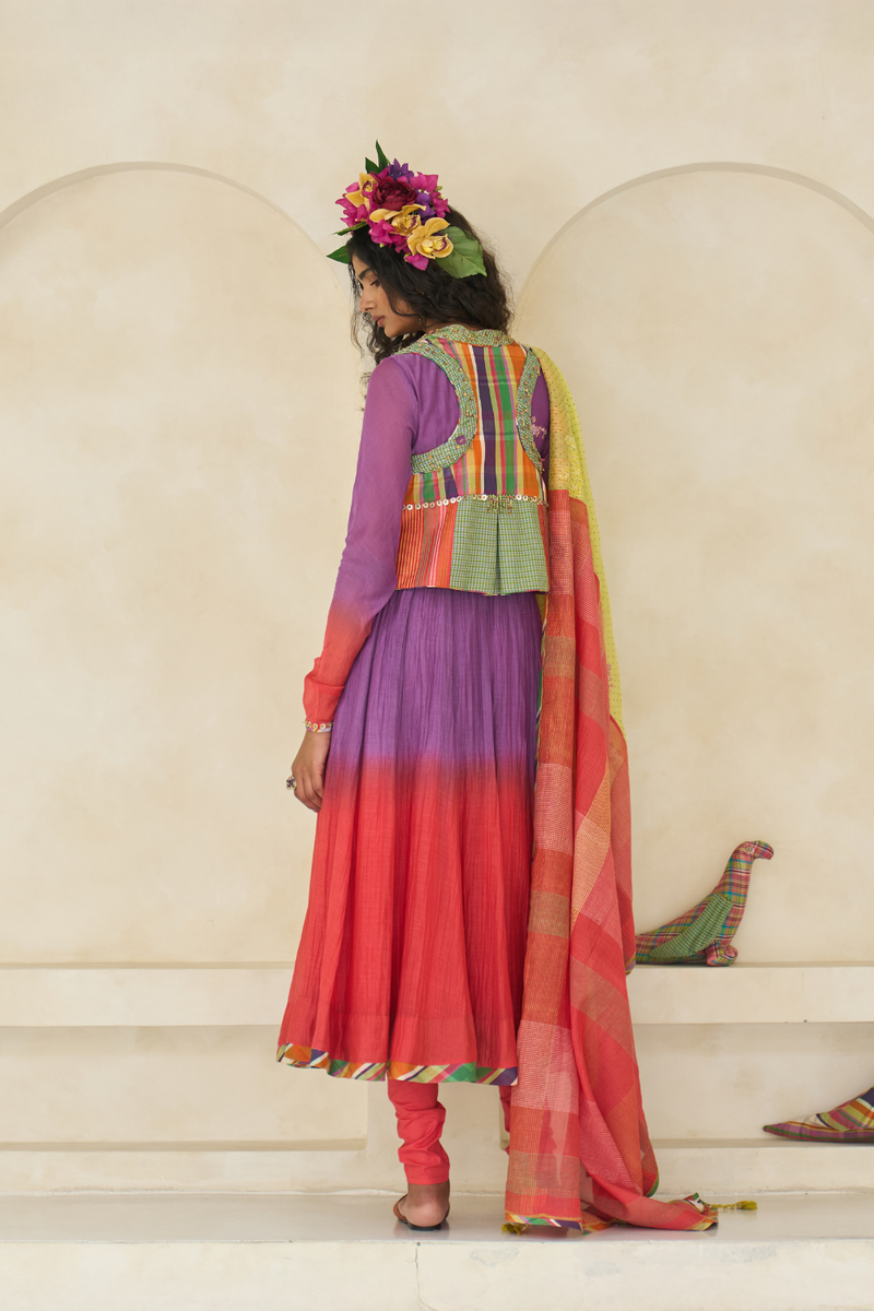 Sage Gilet cotton by SWATTI KAPOOR in multi color for women Worldwide
