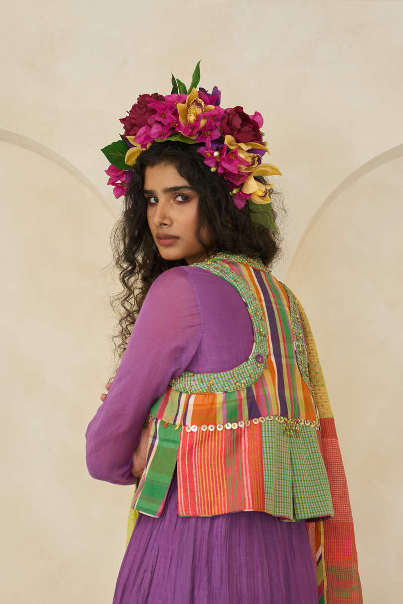 Sage Gilet cotton by SWATTI KAPOOR in multi color for women Worldwide