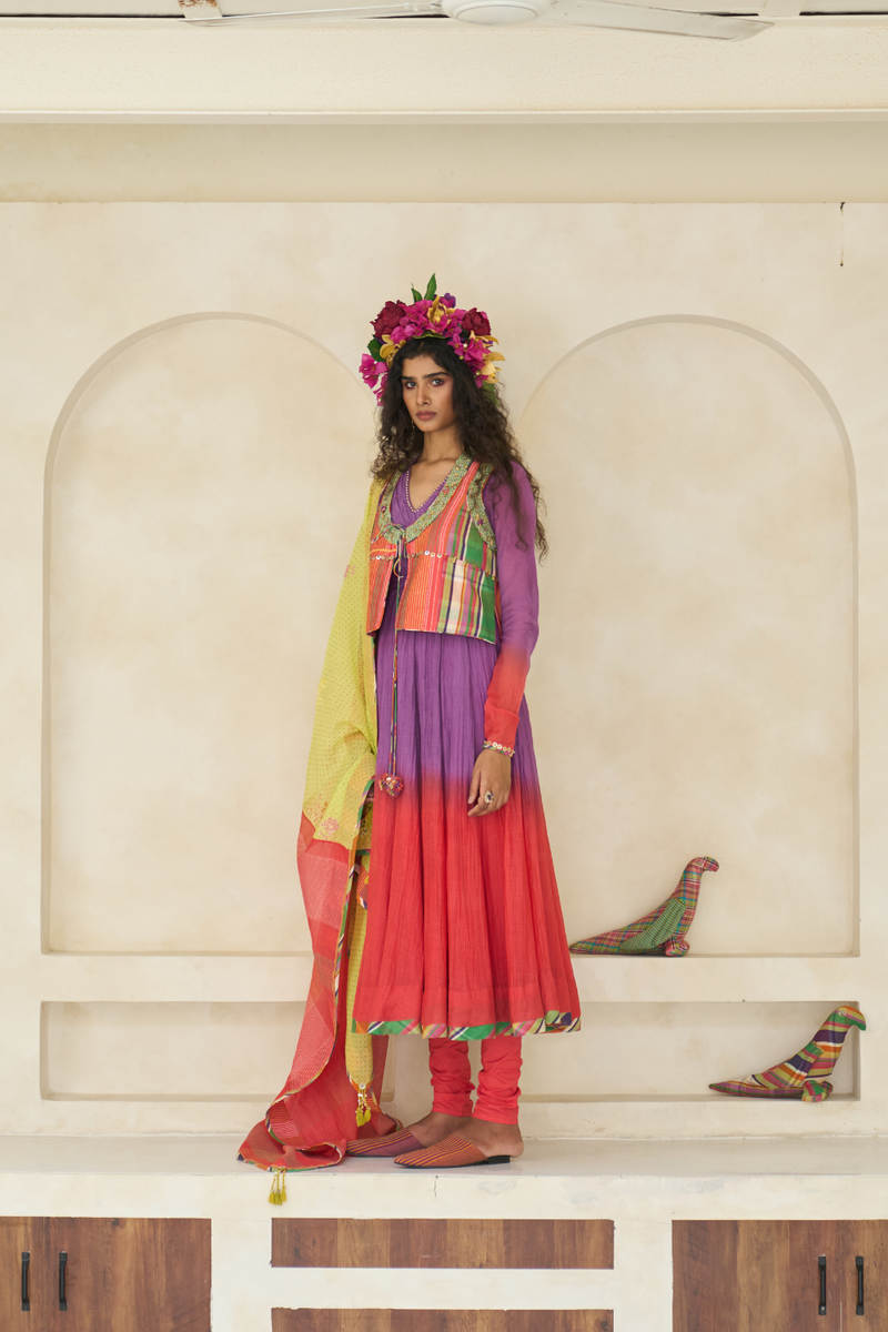 Sage Gilet cotton by SWATTI KAPOOR in multi color for women Worldwide