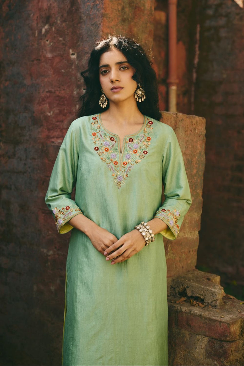 SAHIRA & FIZZA KURTA & PANT silk by Rashika Mittal in multi color for women Worldwide