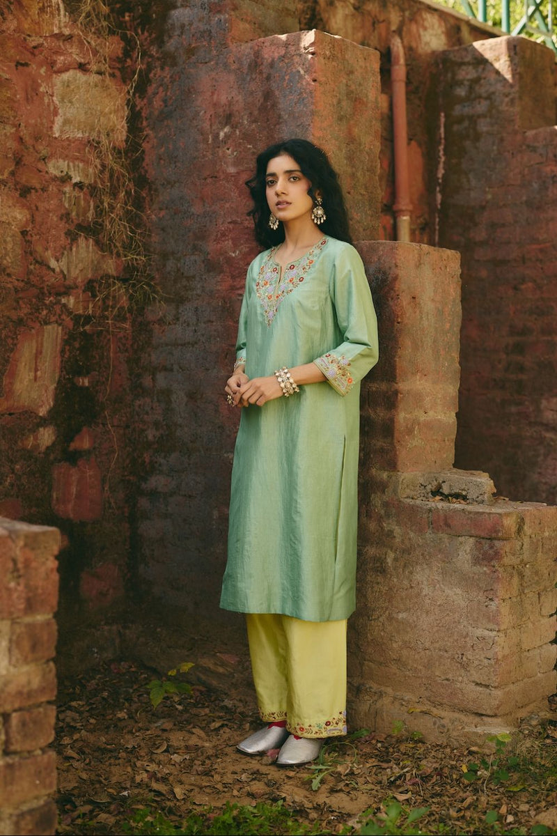 SAHIRA & FIZZA KURTA & PANT silk by Rashika Mittal in multi color for women Worldwide