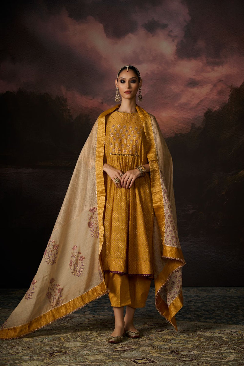 SAIF DUPATTA chanderi by SWATTI KAPOOR in gold color for women Worldwide