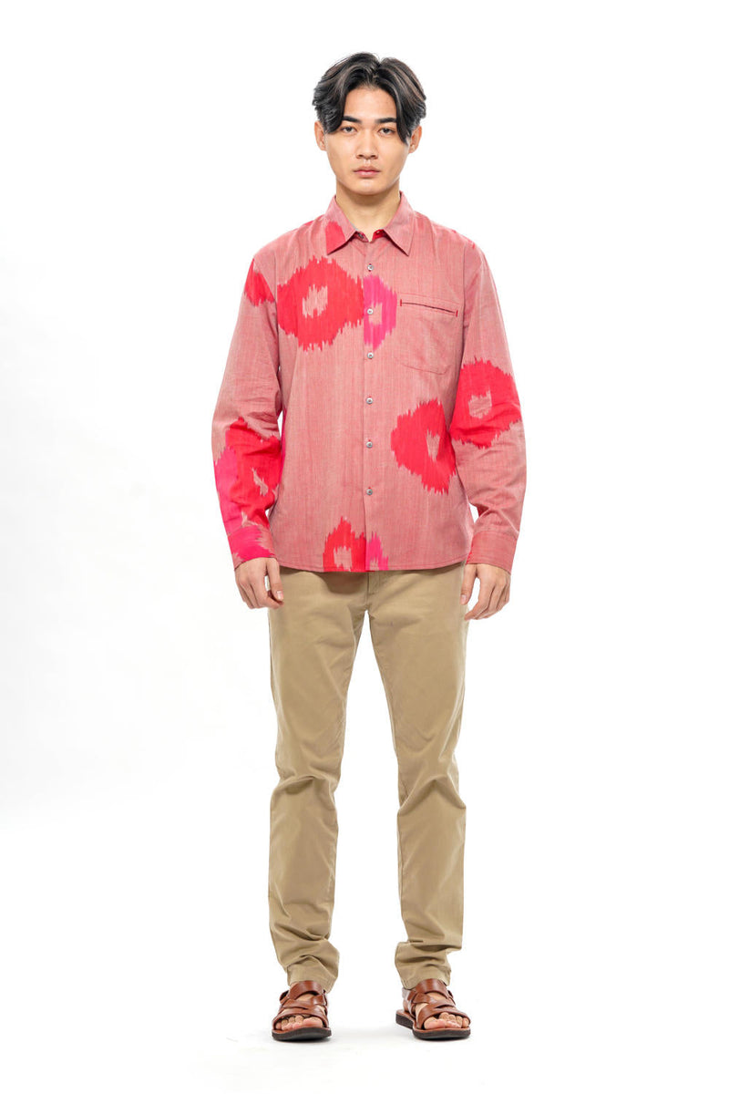 SAKURA MENS FULL SHIRT 100% cotton by Translate Men in pink color for men Worldwide
