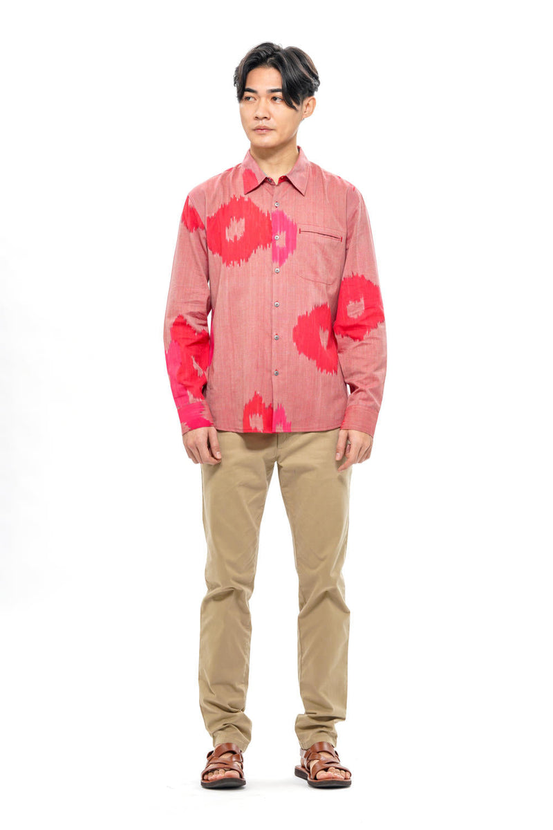 SAKURA MENS FULL SHIRT 100% cotton by Translate Men in pink color for men Worldwide