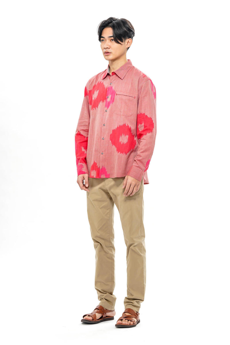 SAKURA MENS FULL SHIRT 100% cotton by Translate Men in pink color for men Worldwide