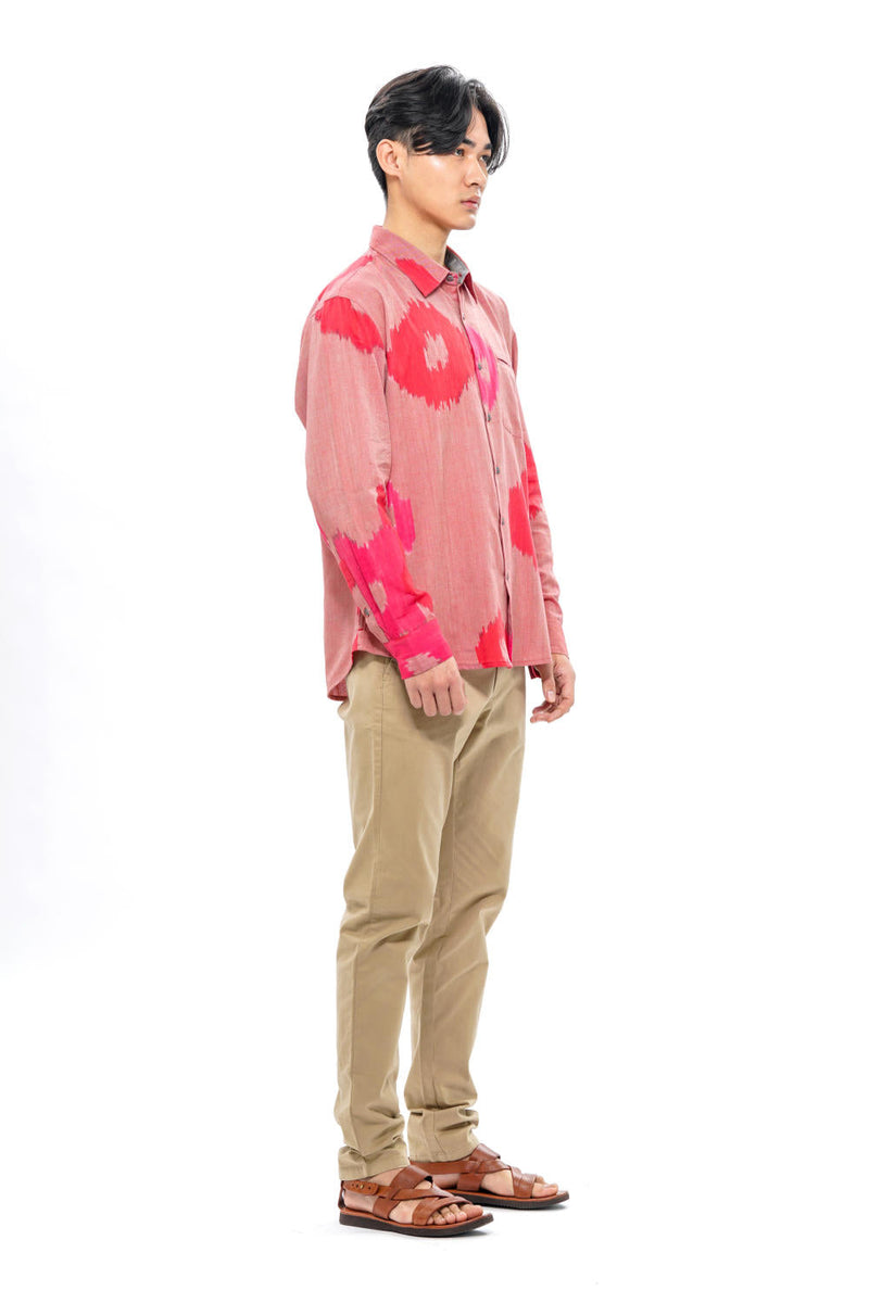 SAKURA MENS FULL SHIRT 100% cotton by Translate Men in pink color for men Worldwide