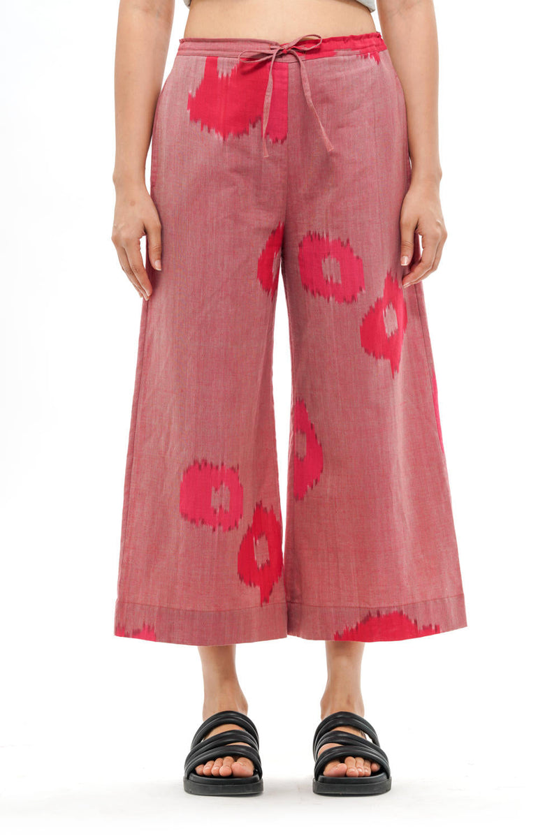 SAKURA PALAZZO 100% cotton by Translate - Handwoven Ikat in pink color for women Worldwide