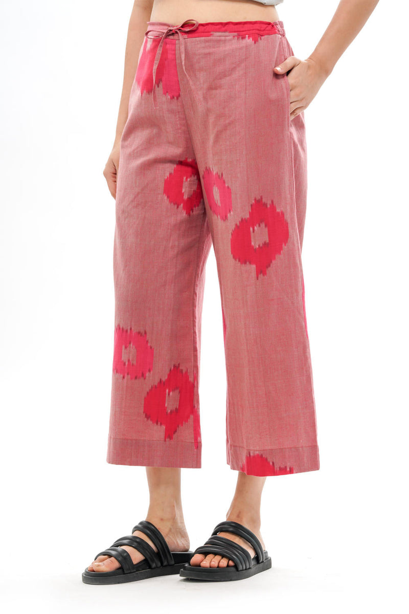SAKURA PALAZZO 100% cotton by Translate - Handwoven Ikat in pink color for women Worldwide