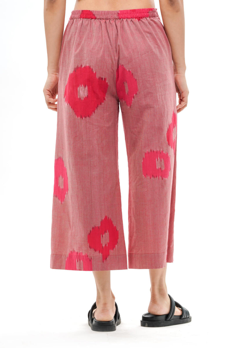 SAKURA PALAZZO 100% cotton by Translate - Handwoven Ikat in pink color for women Worldwide