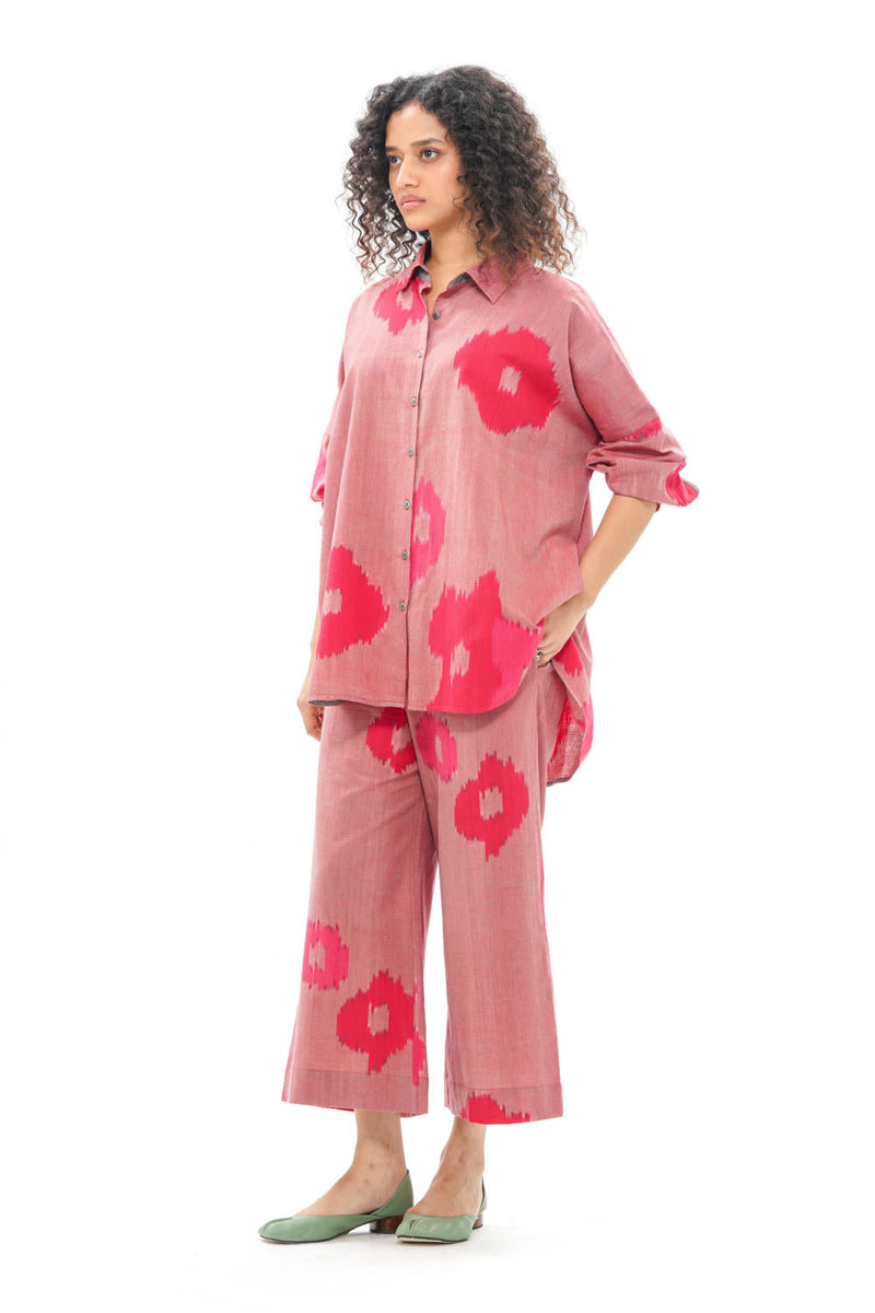 SAKURA RELAXED SHIRT 100% cotton by Translate - Handwoven Ikat in pink color for women Worldwide