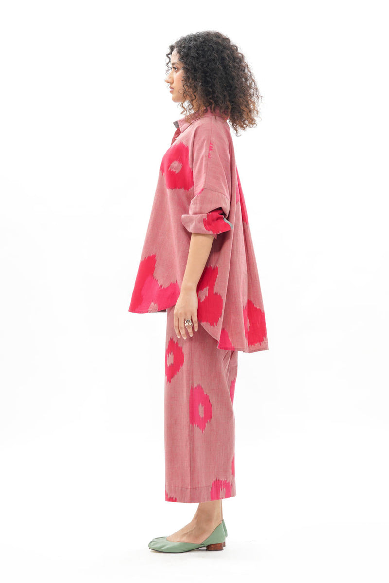 SAKURA RELAXED SHIRT 100% cotton by Translate - Handwoven Ikat in pink color for women Worldwide