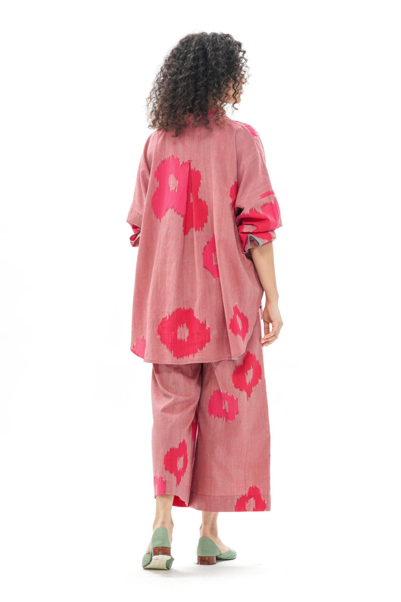 SAKURA RELAXED SHIRT 100% cotton by Translate - Handwoven Ikat in pink color for women Worldwide