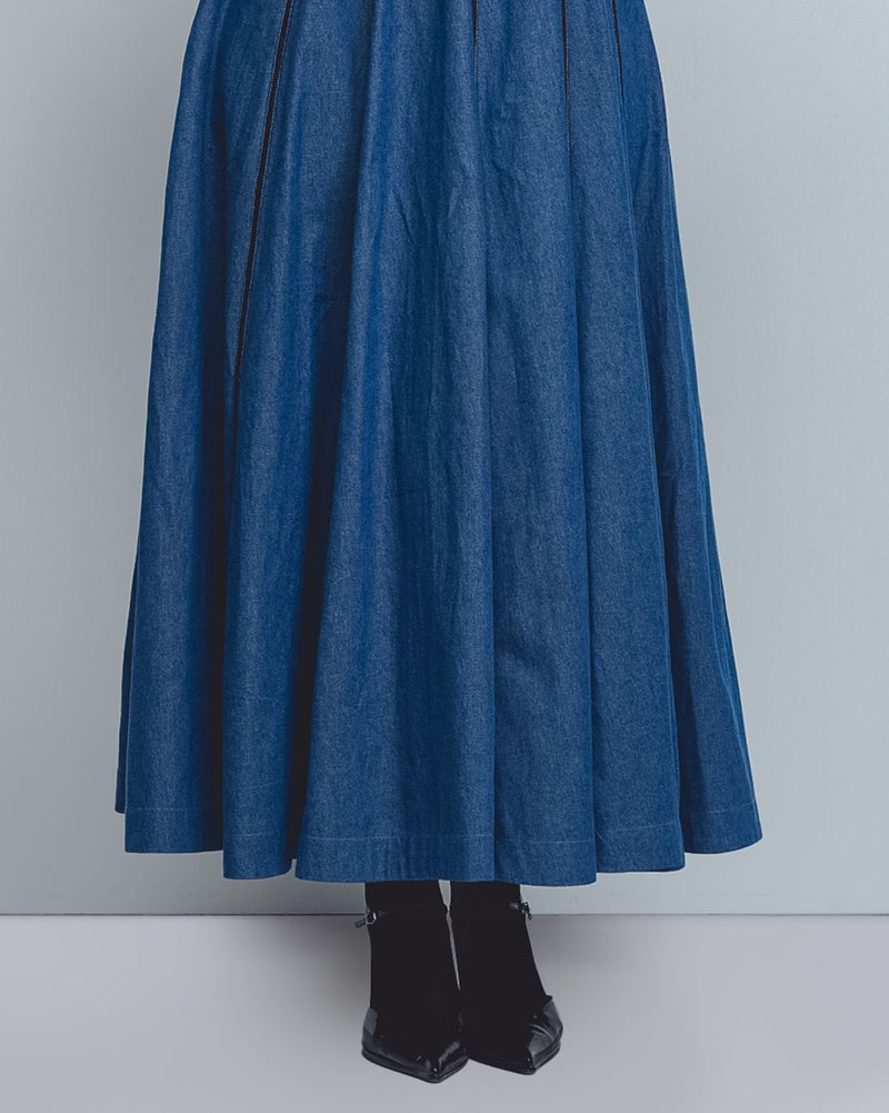 Sana Dress - Denim Blue cotton by Leh Studios in blue color for women Worldwide