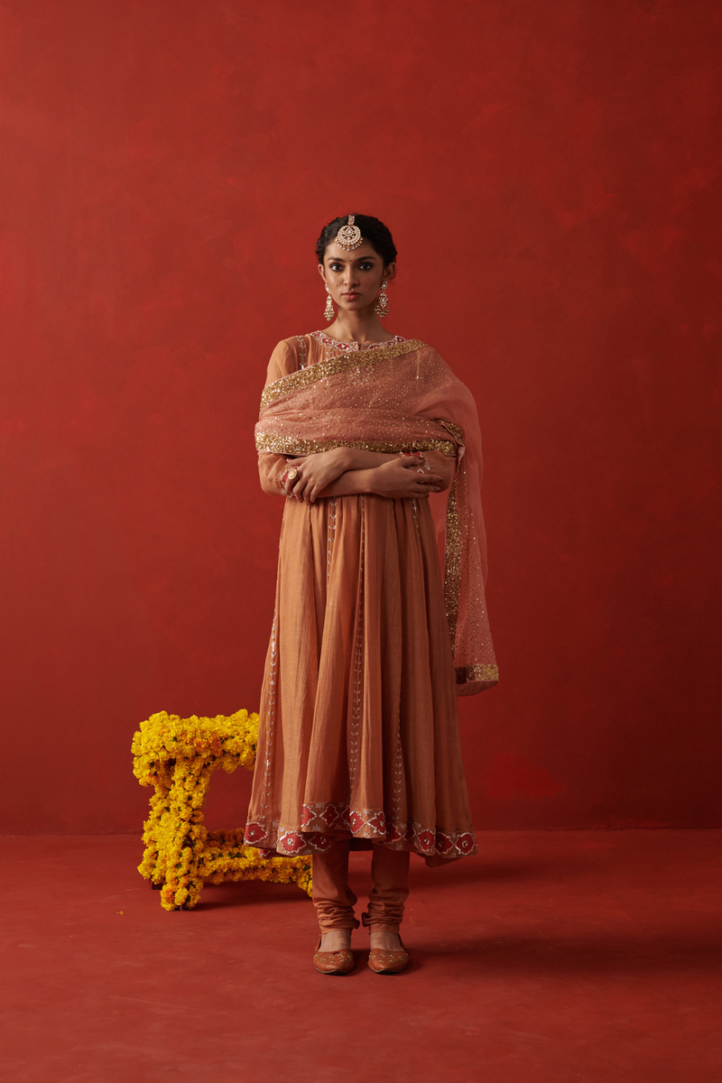 SANAM DUPATTA silk by Rashika Mittal in peach color for women Worldwide
