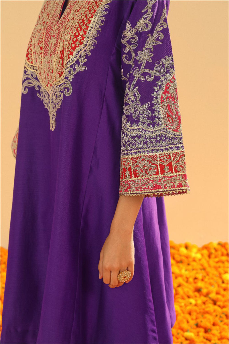 Mohsina Chauga with Salwar-Purple silk by SHEETAL BATRA in purple color for women Worldwide