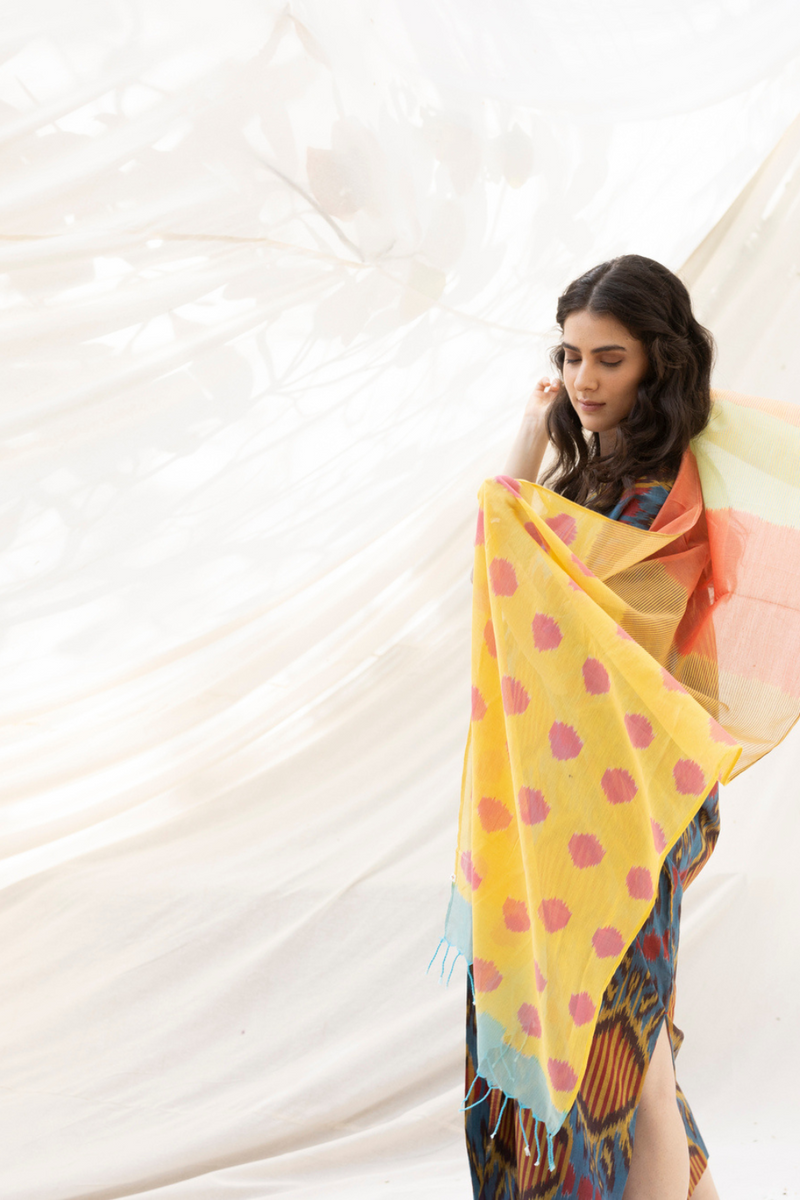 SUR STOLE 100% cotton by Translate - Handwoven Ikat in multi color for women Worldwide