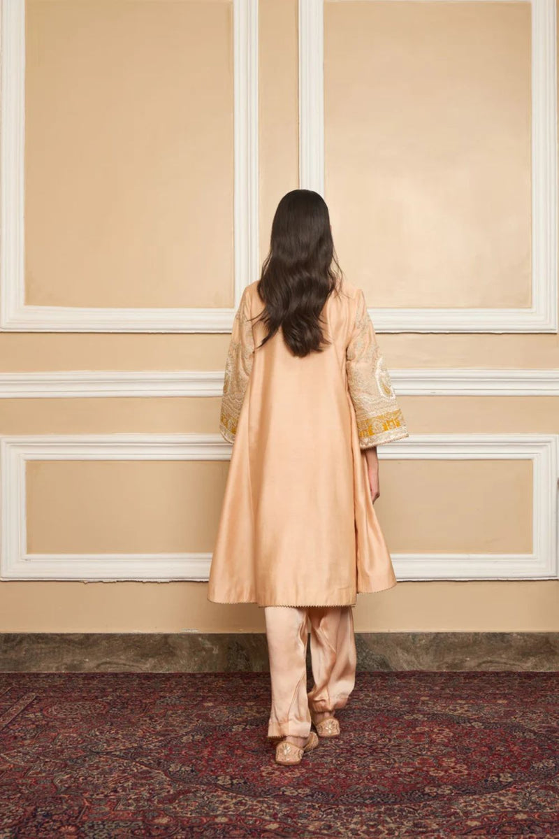 Mohsina Chauga with Salwar-Rosepink silk by SHEETAL BATRA in pink color for women Worldwide