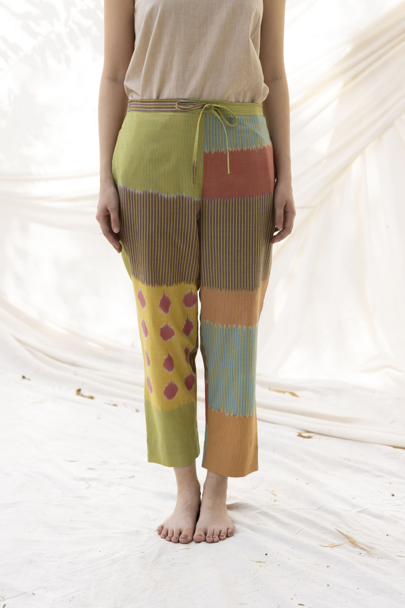 SUR STRAIGHT PANT 100% cotton by Translate - Handwoven Ikat in multi color for women Worldwide