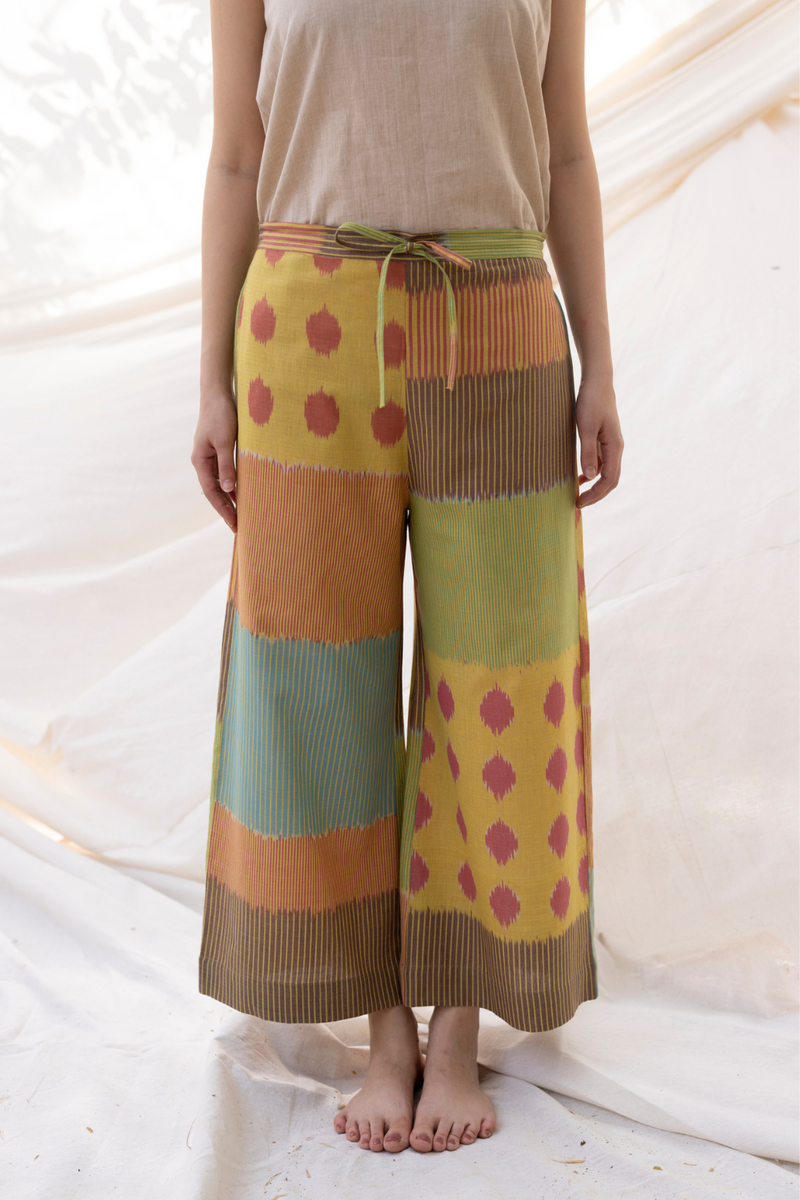 SUR PALAZZO 100% cotton by Translate - Handwoven Ikat in multi color for women Worldwide
