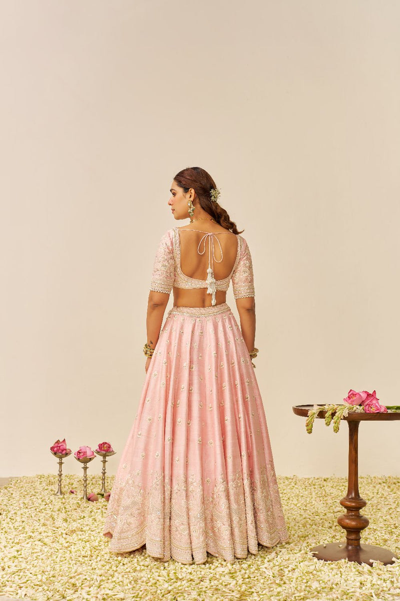 Fida - Lehenga With Blouse And Dupatta-Blush Pink silk by SHEETAL BATRA in blush color for women Worldwide