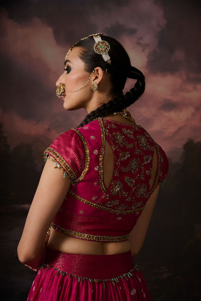 SEHAR BLOUSE silk by SWATTI KAPOOR in pink color for women Worldwide