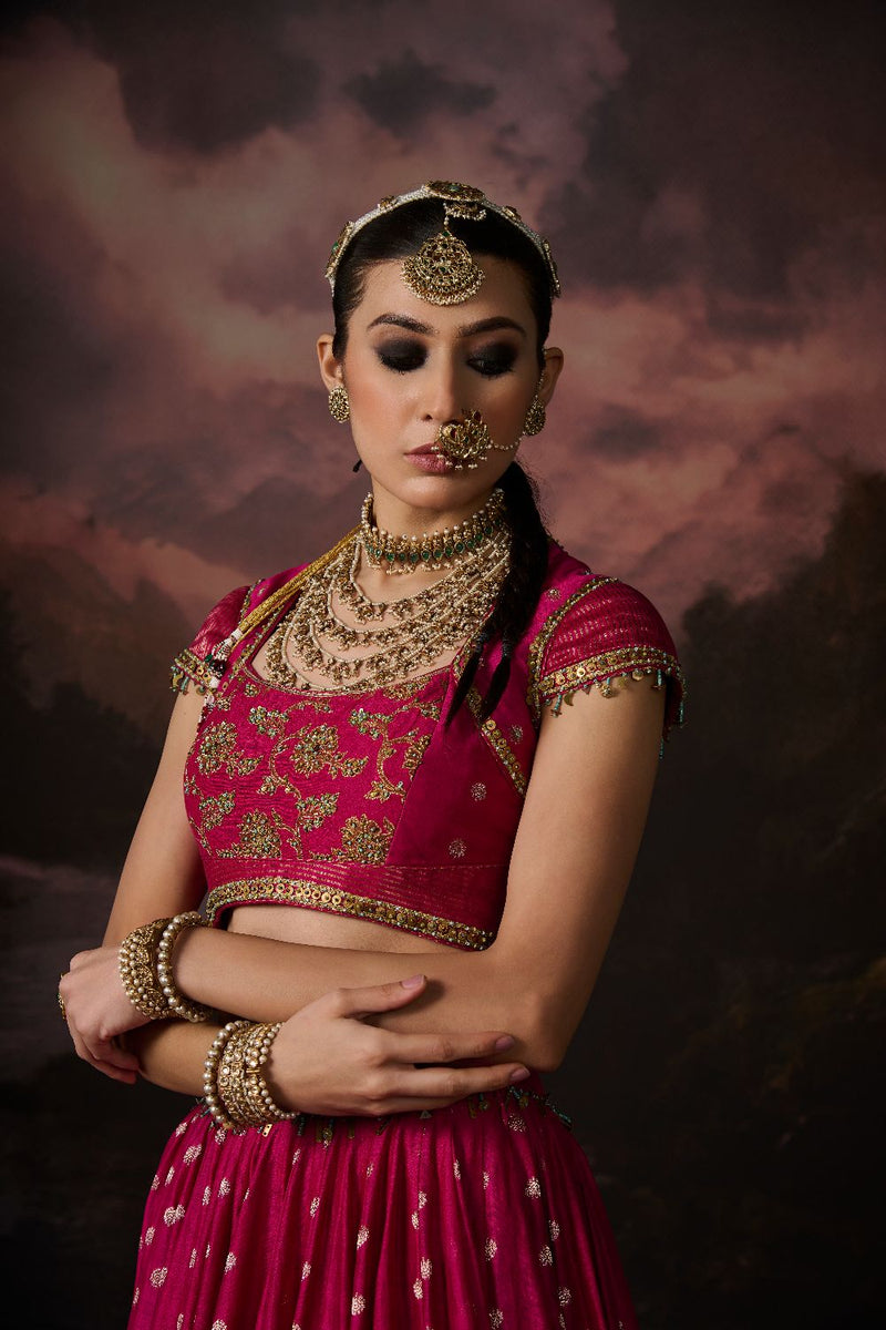 SEHAR BLOUSE silk by SWATTI KAPOOR in pink color for women Worldwide