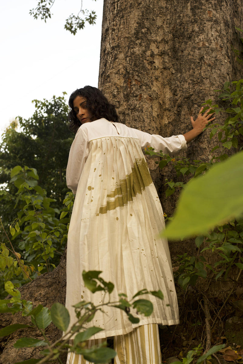BACK PLEAT DRESS (mul slip included) - IVORY poplin by THREE in ivory color for women Worldwide