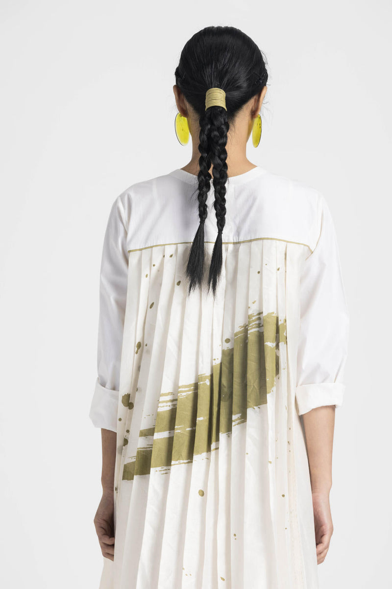 BACK PLEAT DRESS CO ORD - MOSS GREEN poplin by THREE in green color for women Worldwide