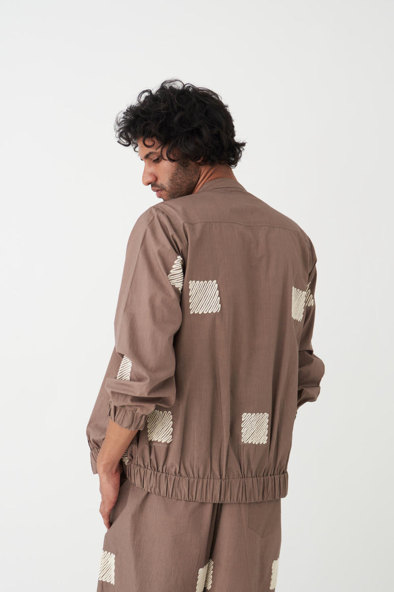 EMB. BOMBER JACKET CO-ORD (Set Of 2) - CEDAR