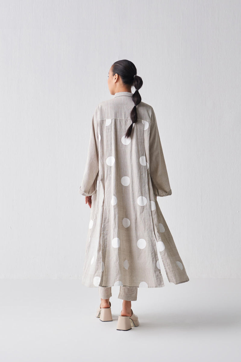 BEIGE PANEL SLIT SHIRT CO-ORD Co-ord Set,Bottoms,Top & Tunics by THREE in beige color for women Worldwide