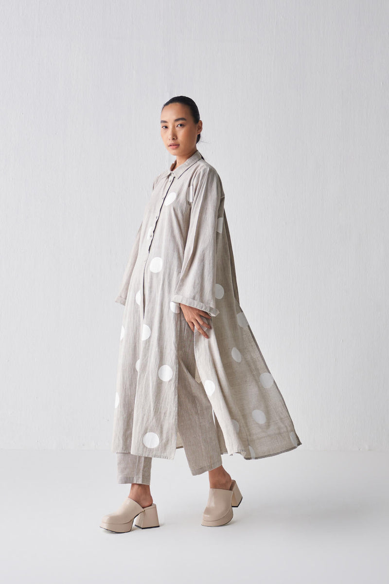 BEIGE PANEL SLIT SHIRT CO-ORD Co-ord Set,Bottoms,Top & Tunics by THREE in beige color for women Worldwide