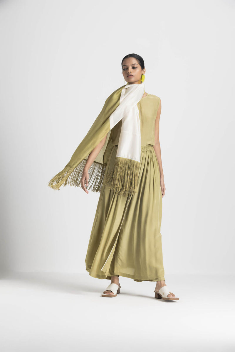SKIRT PANT - MOSS GREEN by THREE in green color for women Worldwide