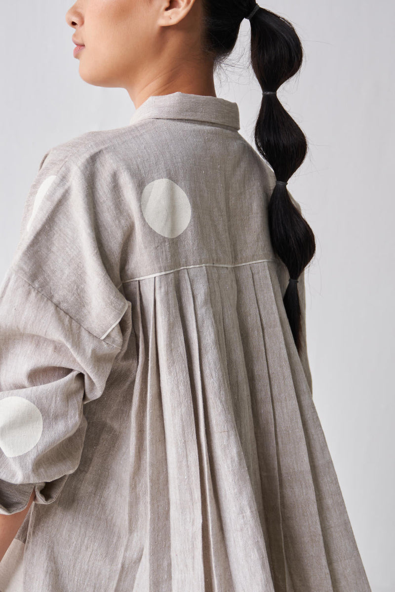 COLLARED BACK PLEAT SHIRT CO-ORD Co-ord Set,Bottoms,Top & Tunics by THREE in beige color for women Worldwide
