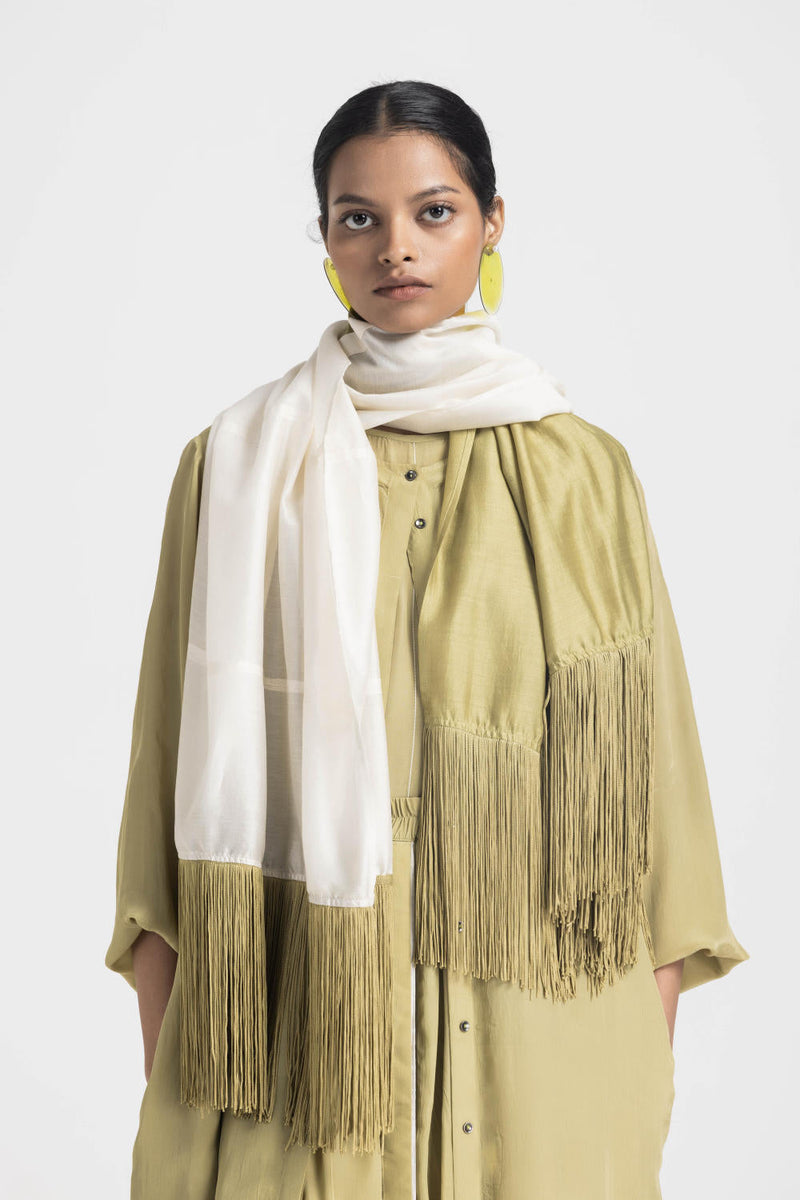 BACK YOKE JACKET CO ORD (SET OF 4) - MOSS GREEN by THREE in green color for women Worldwide