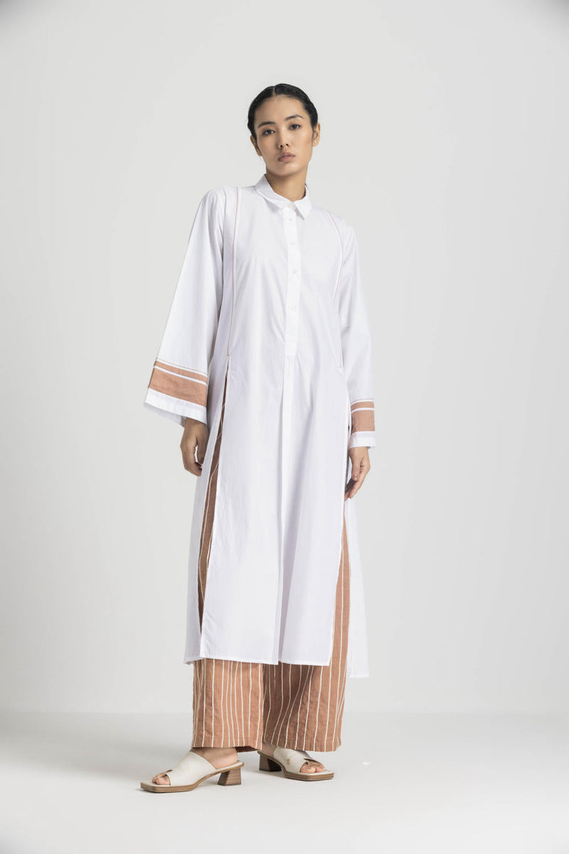 WIDE SLEEVE SHIRT CO ORD - CHAMPAGNE poplin by THREE in pink color for women Worldwide