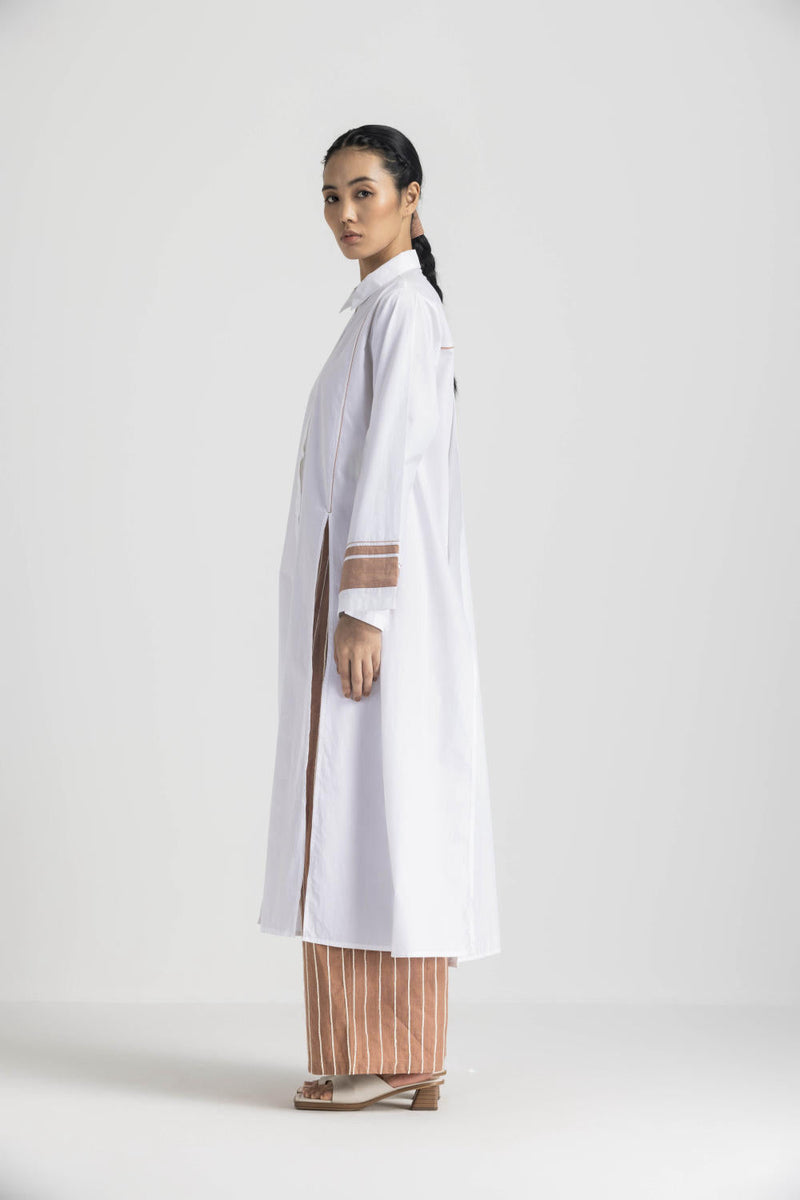 WIDE SLEEVE SHIRT CO ORD - CHAMPAGNE poplin by THREE in pink color for women Worldwide