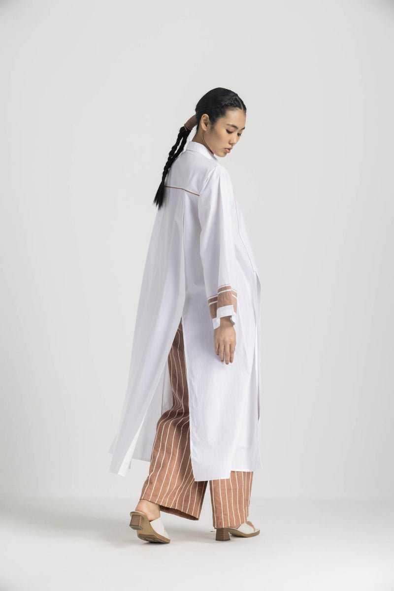 WIDE SLEEVE SHIRT CO ORD - CHAMPAGNE poplin by THREE in pink color for women Worldwide
