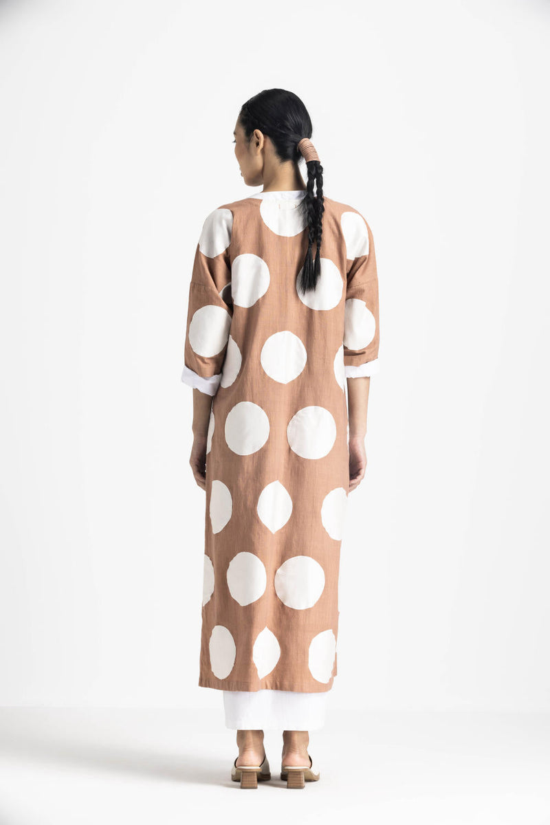 HIGH SLIT APPLIQUE TUNIC - CHAMPAGNE by THREE in pink color for women Worldwide