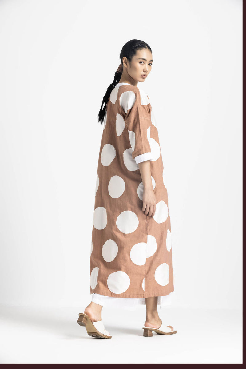HIGH SLIT APPLIQUE TUNIC CO ORD - CHAMPAGNE by THREE in pink color for women Worldwide