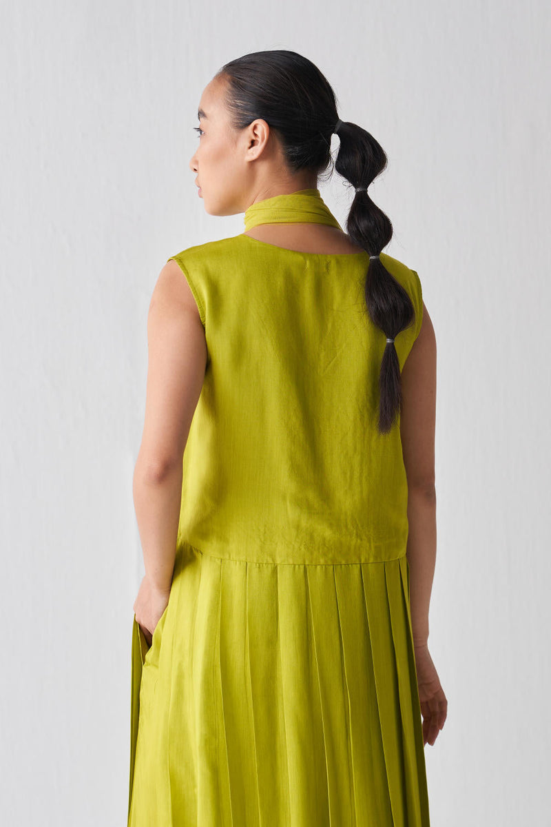 WAIST PLEAT TUNIC CO-ORD-LIME Kurta Sets,Bottoms,Top & Tunics by THREE for women Worldwide