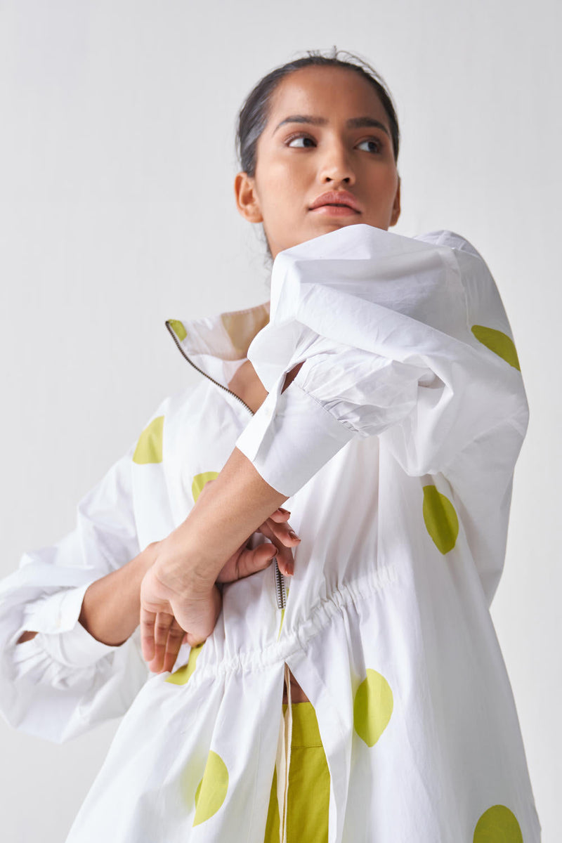 DRAWSTRING POLKA TUNIC CO-ORD Kurta Sets,Bottoms,Top & Tunics by THREE for women Worldwide