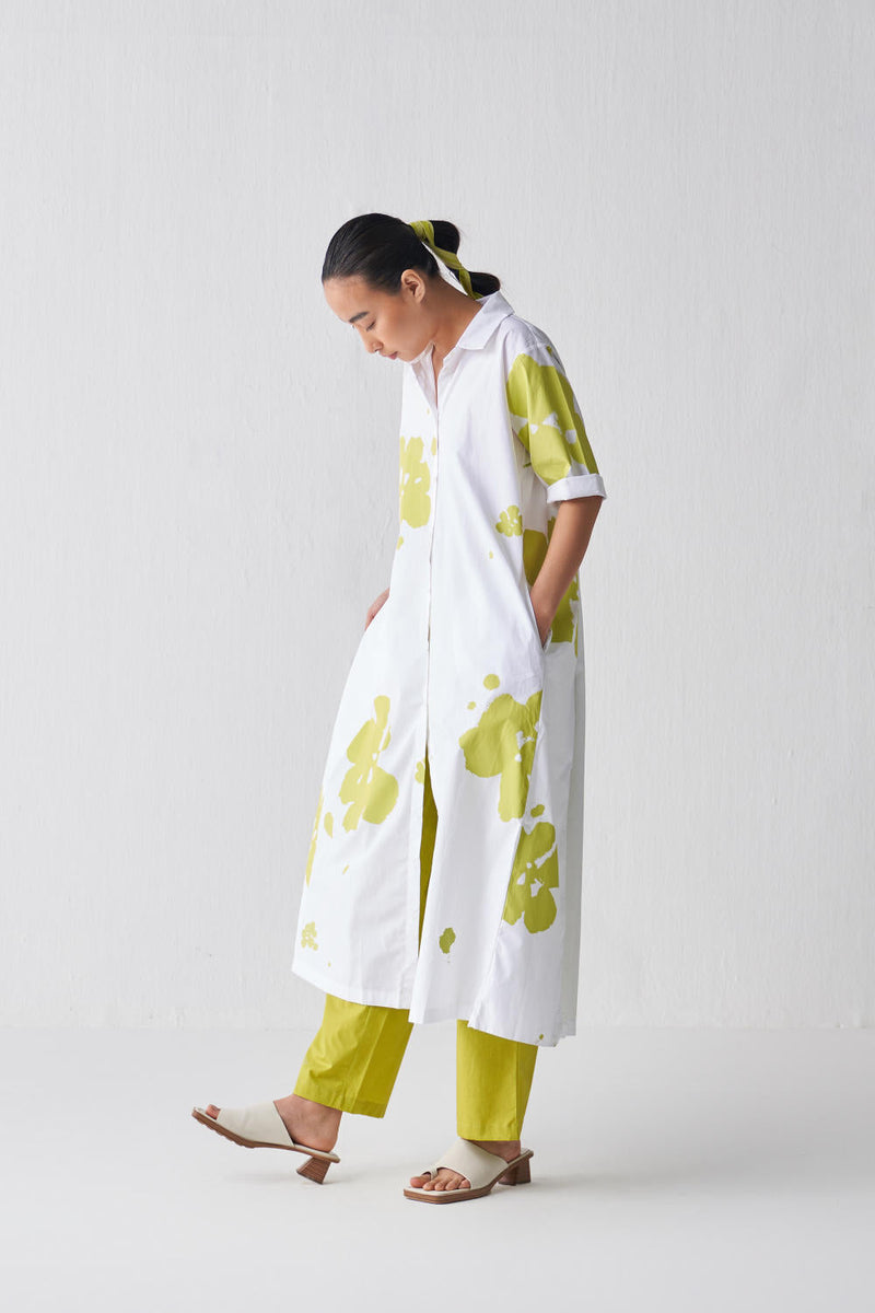BACK PLEAT FLORAL DRESS CO-ORD Top & Tunics,Kurta Sets,Bottoms by THREE in white color for women Worldwide