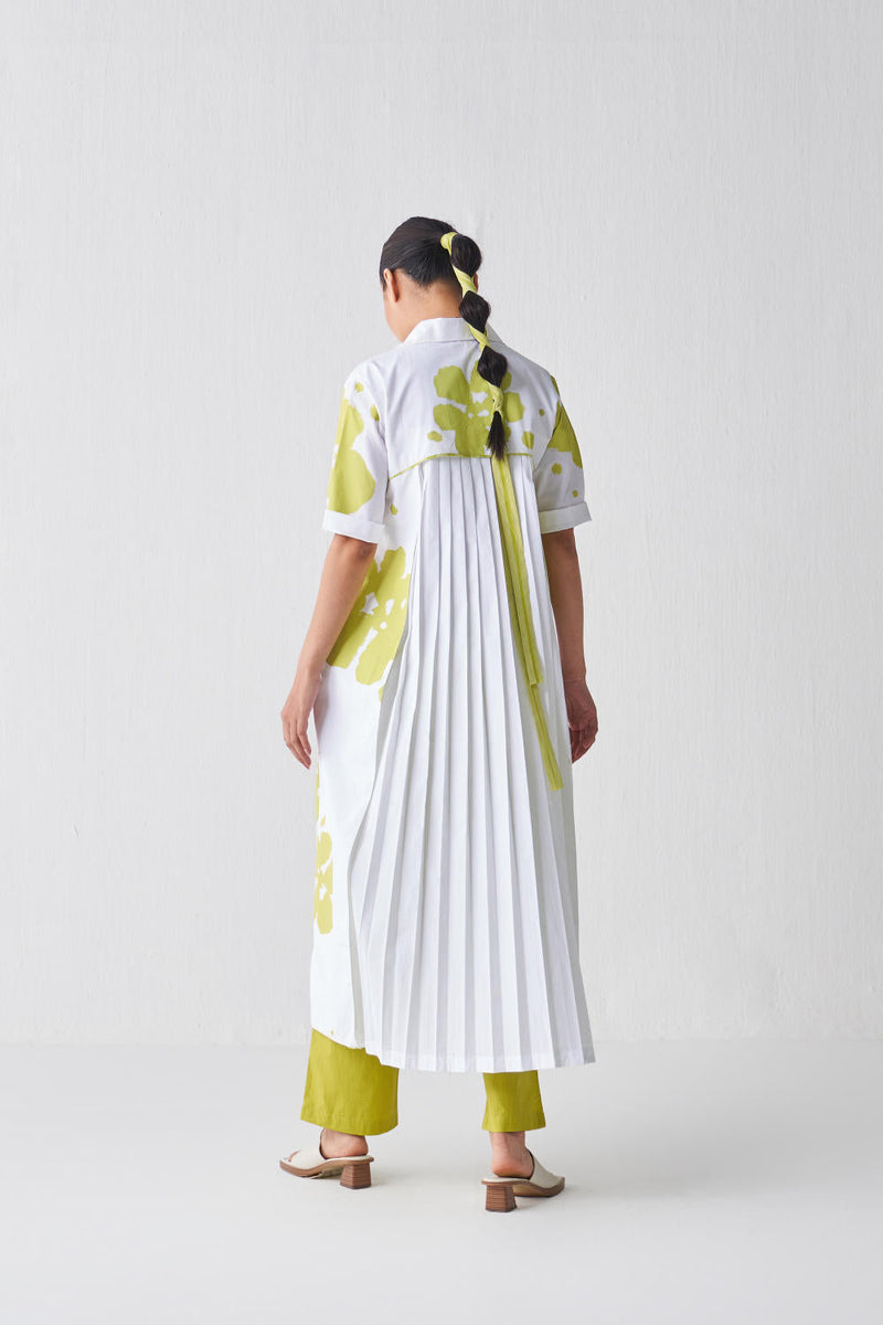 BACK PLEAT FLORAL DRESS CO-ORD Top & Tunics,Kurta Sets,Bottoms by THREE in white color for women Worldwide